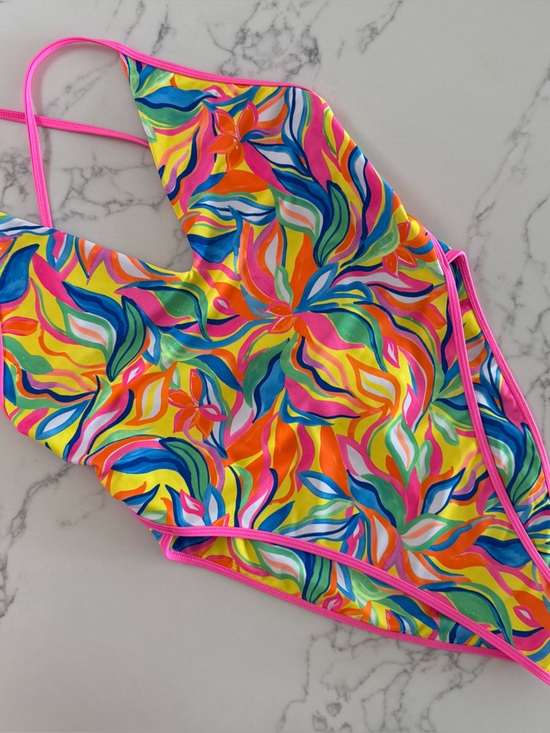 Kulani Kinis Other - Kulani Kinis Plunge Cross Back One Piece - Tropical Illusion - Size XL